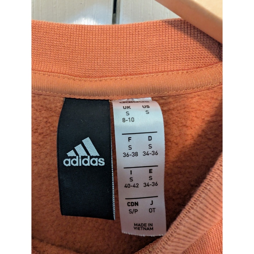 ADIDAS cotton blend orange side snap shoulder drop sweatshirt sz S - Picture 3 of 5